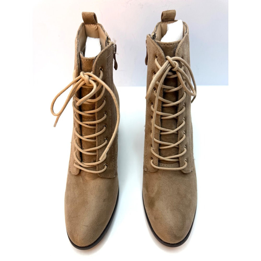 Journee Collection Womens Baylor Lace Up Stacked Heel Booties Taupe Size 8.5 NWT - Picture 3 of 6